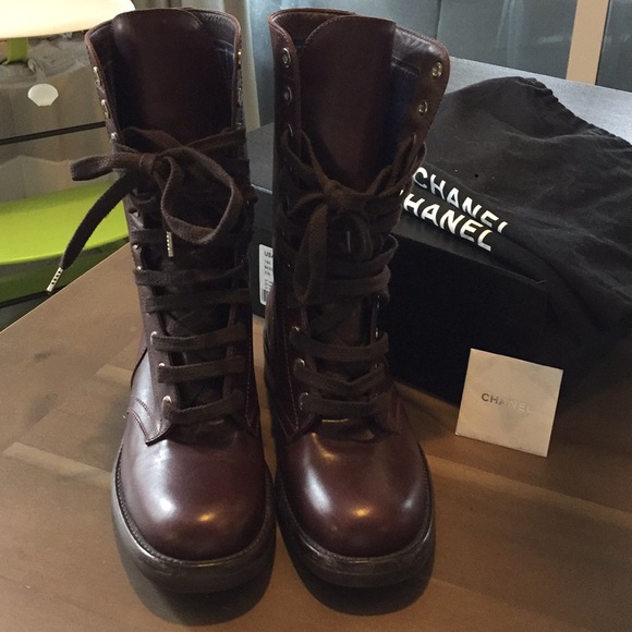 CHANEL Flannel Fold Combat Boots - Picture 6 of 6